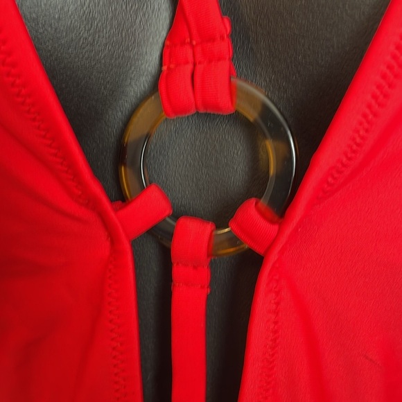 NWT Cupshe Red Strappy Lace Up One Piece Swimsuit with O Ring size M - Picture 13 of 16